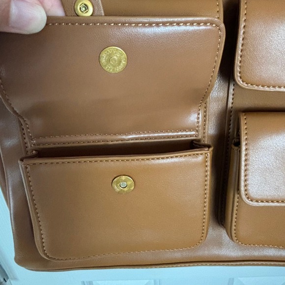 JW PEI Linda Tote Bag Latte Brown Faux Leather Tote Bag With Multiple‎ Pockets - Picture 5 of 14